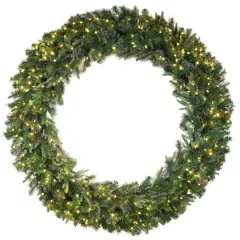 60" Warm White LED Lights Cashmere Artificial Christmas Wreath