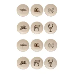 Hello Honey&reg; 3" Cream Round Stoneware Dish Set with Animal Prints