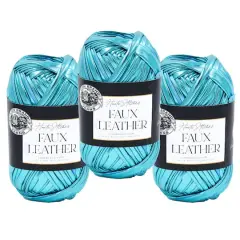 3 Pack Lion Brand&reg; Haute Stitches Faux Leather Yarn Caribbean Blue