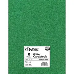 PA Paper&trade; Accents 8.5" x 11" 85lb. Glitter Cardstock, 5 Sheets Green