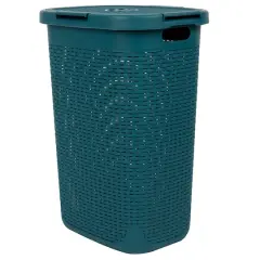 Mind Reader 60L Hamper Laundry Basket with Cutout Handles Blue
