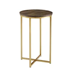 Walker Edison 16" Glam Round Side Table Dark Walnut/Gold