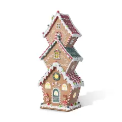Glitzhome&reg; 18.5" Lighted Resin Christmas Gingerbread House Table Decor