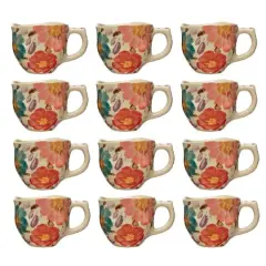 Hello Honey&reg; 8oz. Multicolor Organically Shaped Edge Stoneware Mug Set with Painted Florals