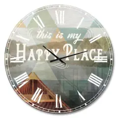 Designart 'Lake House Happy Quote Traditional Wall Clock