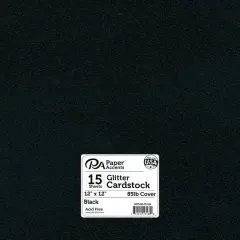 PA Paper&trade; Accents Glitter 12" x 12" Cardstock, 15 Sheets Black