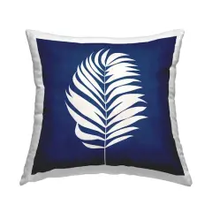 Stupell Industries Abstract Bold Blue White Leaf Shape Throw Pillow, 18" x 18"