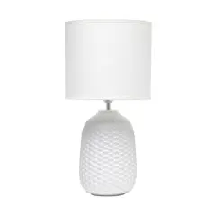 Simple Designs 20" Ceramic Purled Texture Table Lamp Off White