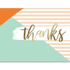 JAM Paper Color Blocks & Stripes Everyday Thank You Card Set, 20ct.