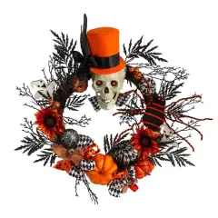 30" Spider & Skull with Top Hat Halloween Wreath
