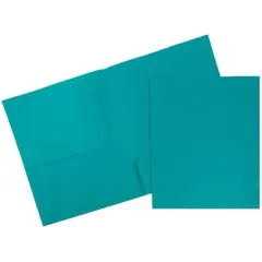 JAM Paper 9.5" x 11.5" Plastic 2 Pocket School POP Folders, 6ct. Teal