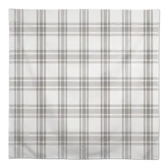 5ft. Cream & Gray Plaid Tablecloth