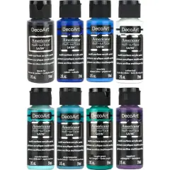DecoArt&reg; Americana&reg; Multi-Surface Satin&trade; 8 Color Blue Mandala Acrylic Paint Set