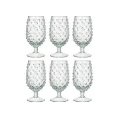Hello Honey&reg; 12oz. Clear Glass Hobnail Stemmed Drinking Glass Set, 6ct.