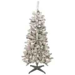 4.5ft. Pre-Lit Flocked Pine Medium Artificial Christmas Tree, Multicolor Lights