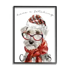 Stupell Industries Have a Fetching Christmas Dog Framed Giclee Art Black