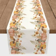 Watercolor Autumn Delights Border 16" x 72" Tablerunner
