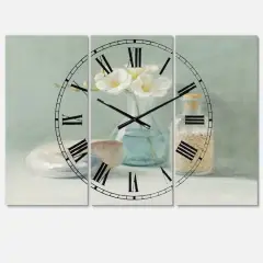 Designart Pastel Bath Farmhouse 3 Panel Wall Clock