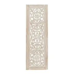 Cream Traditional Floral Mango Wood Wall D&eacute;cor