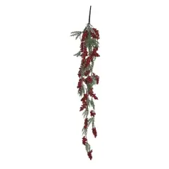Hello Honey&reg; 43" Red & Green Faux Evergreen Hanging Plant with Berry Bunches