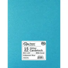 PA Paper&trade; Accents Glitter 8.5" x 11" Cardstock, 15 Sheets Iridescent Blue