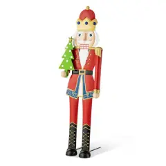 Glitzhome&reg; 43.25" Metal Christmas Nutcracker Yard Stake/D&eacute;cor Accent