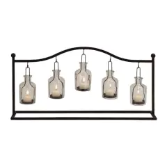 24" Black Iron Farmhouse Candle Holder Lantern