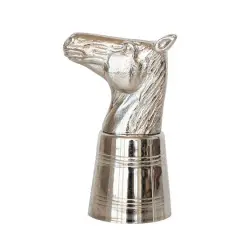 Hello Honey 2 oz. Cast Aluminum and Stainless Steel Horse Head Jigger in Kraft Box, Nickel Finish