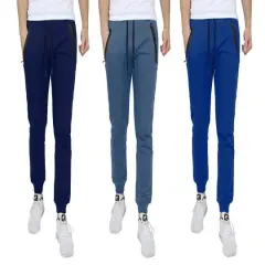 Galaxy by Harvic Men's Slim Fit Fleece Jogger Sweatpants 3 Pack Navy/Heather Gray/Blue