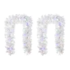 Glitzhome&reg; 6ft Pre-Lit Snow Flocked White Pine Christmas Garland with Timer, 2ct.