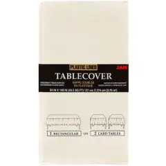 JAM Paper 108" Rectangular Plastic Lined Paper Table Cover Ivory