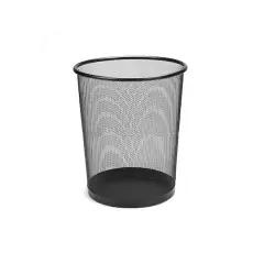 Mind Reader Garbage Round Metal Mesh Waste Basket Recycling Bin Black