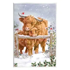 Stupell Industries Winter Cattle Cuddling Snow Scene Wall Plaque Art