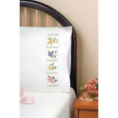 Tobin Flower Patch Stamped For Embroidery Pillowcase Set