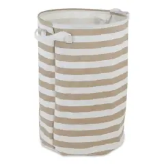 DII&reg; Round Stripes PE-Coated Cotton Polyester Laundry Hamper Stone