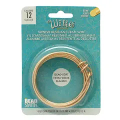 The Beadsmith&reg; Wire Elements&trade; 12 Gauge Gold Tarnish Resistant Soft Temper Wire, 5ft.