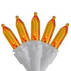 100ct. LED Mini Christmas Lights With White Wire Orange