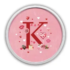 20" Valentine Things White Framed Round Monogram Print K