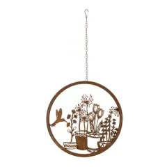 16" Layered Metal Hummingbird Garden Wall Plaque