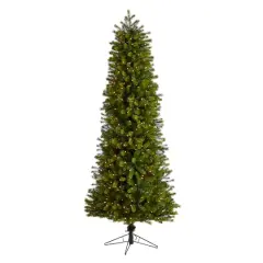 7.5ft. Pre-Lit Slim Colorado Mountain Spruce Artificial Christmas Tree, Multifunction White Micro LED Lights
