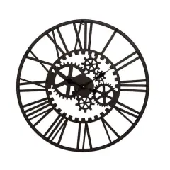 Black Industrial Metal Wall Clock