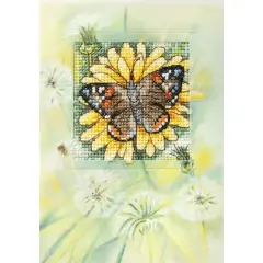 Orchidea Complete Counted Cross Stitch Kit - Greetings Card Flower And Butterfly