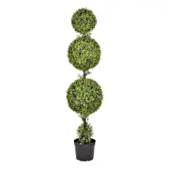 5ft. Artificial Triple Ball Green Boxwood Topiary
