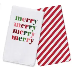 Colorful Merry Tea Towels - Set of 2