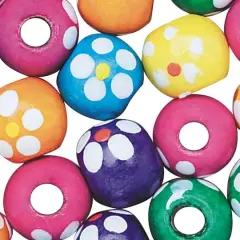 S&S&reg; Worldwide Colorful Flower Wooden Beads, 9mm