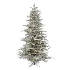 6.5ft. Pre-Lit Flocked Sierra Fir Artificial Christmas Tree, Pure White Dura-Lit&reg; LED Lights