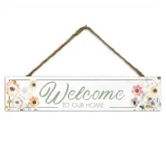 Welcome Florals 17" x 3.5" Outdoor/Indoor Hanging Sign