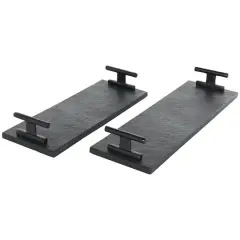 Black Marble Slim Textured Living Room D&eacute;cor Tray with Rod Handles, 2ct.