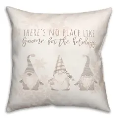 Gnome Holidays Neutral 18x18 Throw Pillow