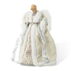 Glitzhome&reg; 16.5" Faux Fur Elegant Christmas Angel Tree Topper